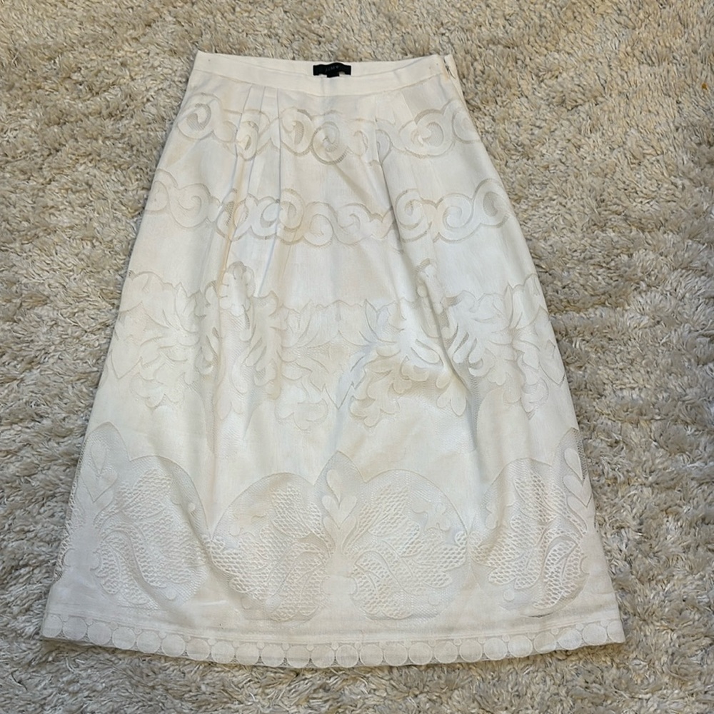 J Crew White Lace Skirt